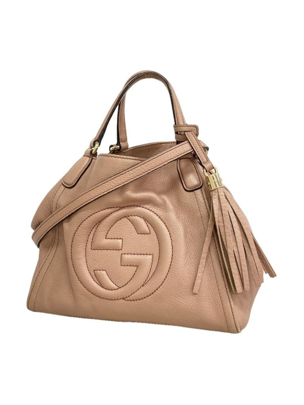 Gucci Handbag Soho Leather Pink Champagne Gold 2-Way Bag